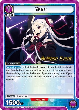 Yuna (029) (UEPR/SAO-2-029) - UEX06BT Sword Art Online Vol2 Release Event Cards
