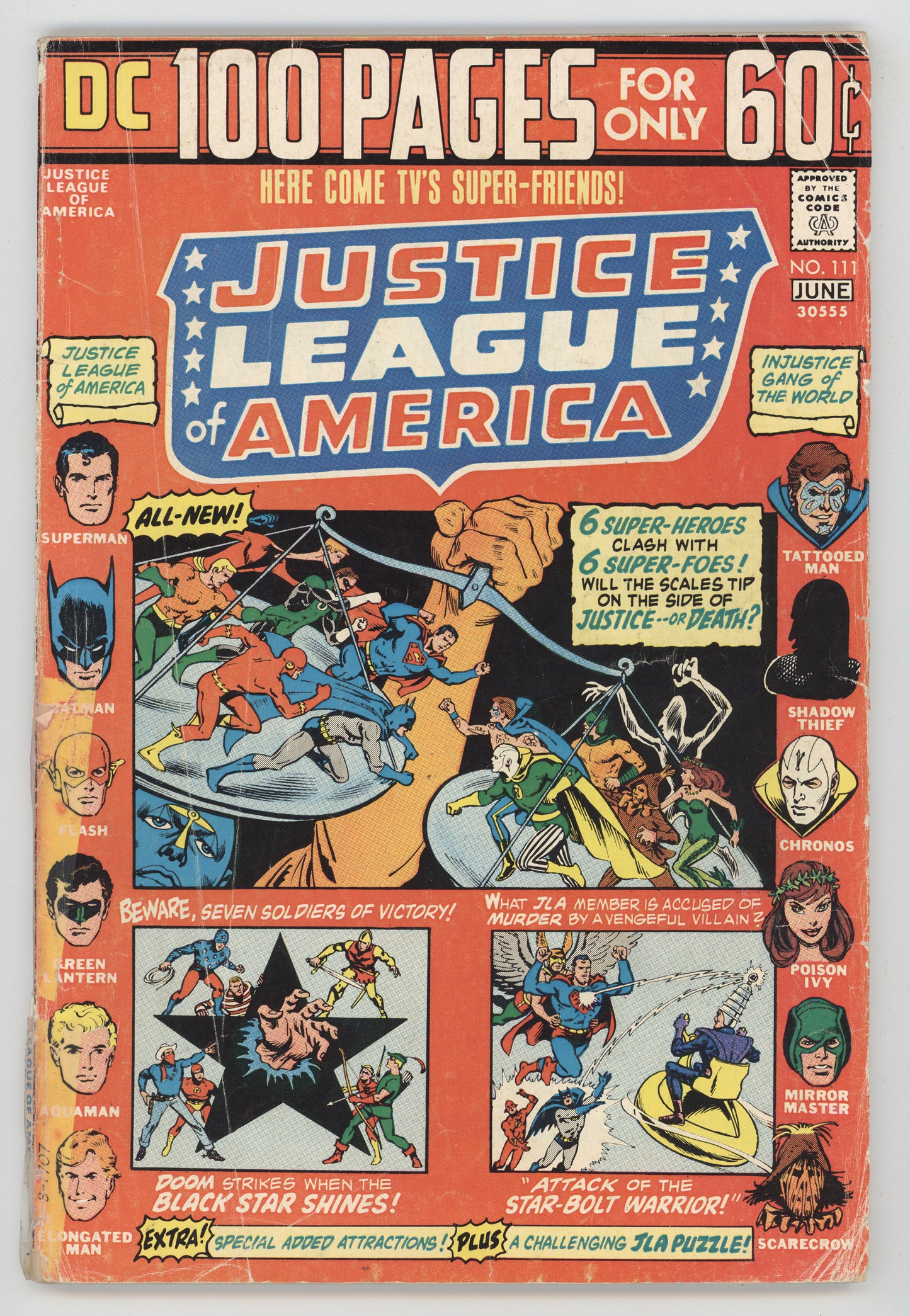Justice League Of America 111 DC 1974 VG Superman Batman Flash Green Lantern