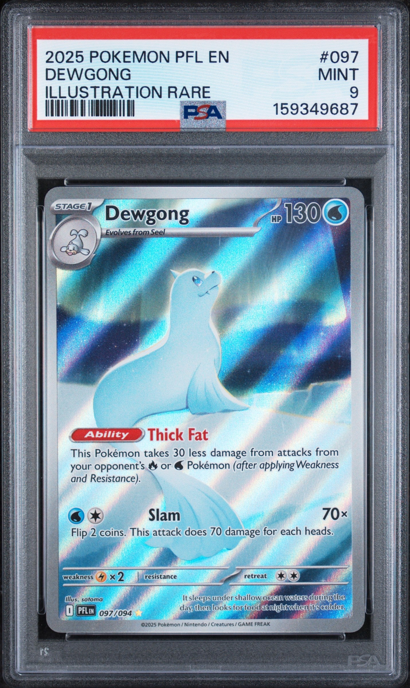 2025 Pokemon Pfl En-Phantasmal Flames Illustration Rare Dewgong 9 PSA #097