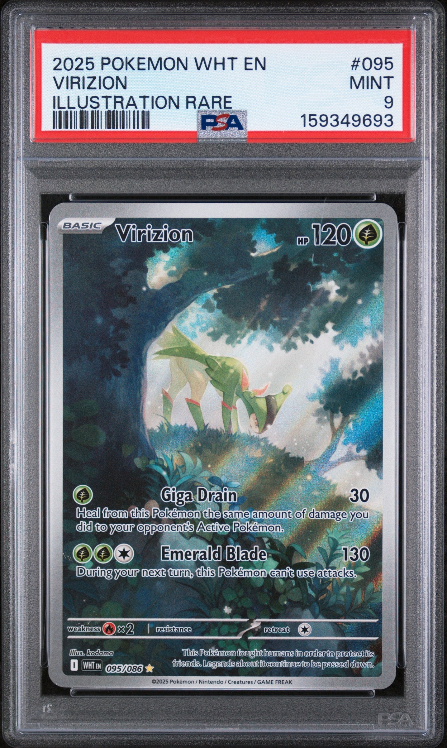 2025 Pokemon Wht En-White Flare Illustration Rare Virizion 9 PSA #095