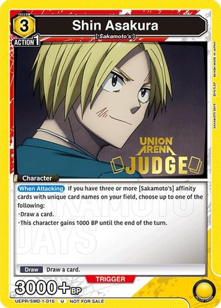 Shin Asakura (015) (Judge) (UEPR/SMD-1-015) - Union Arena Promotion Cards Foil