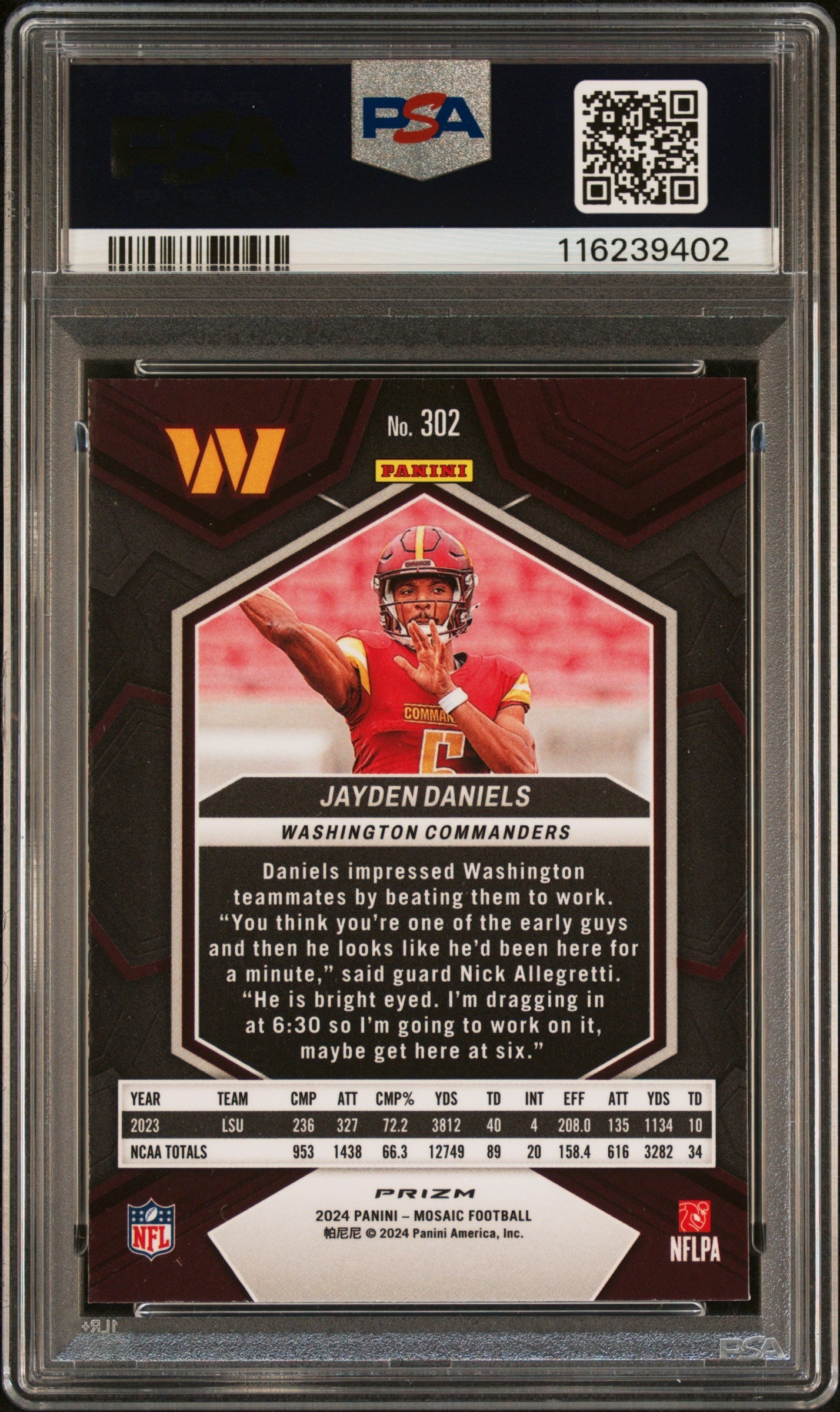 2024 Panini Mosaic Mosaic Jayden Daniels 8 PSA #302