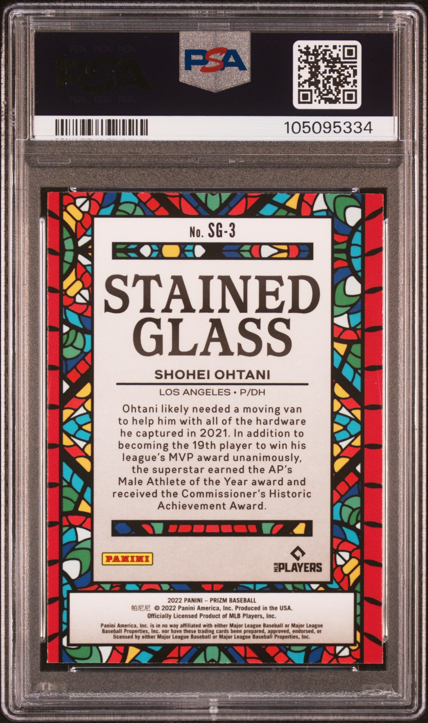 2022 Panini Prizm Stained Glass Stained Glass Shohei Ohtani 8 PSA #SG3