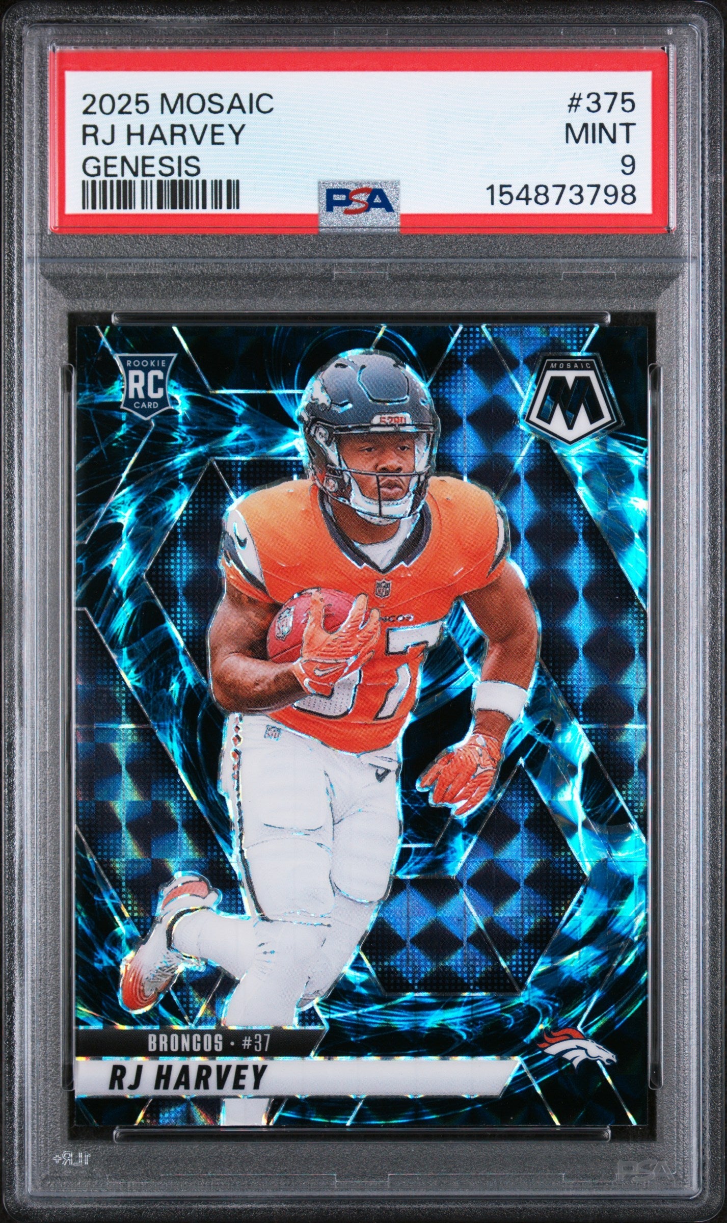 2025 Panini Mosaic Genesis Rj Harvey 9 PSA #375