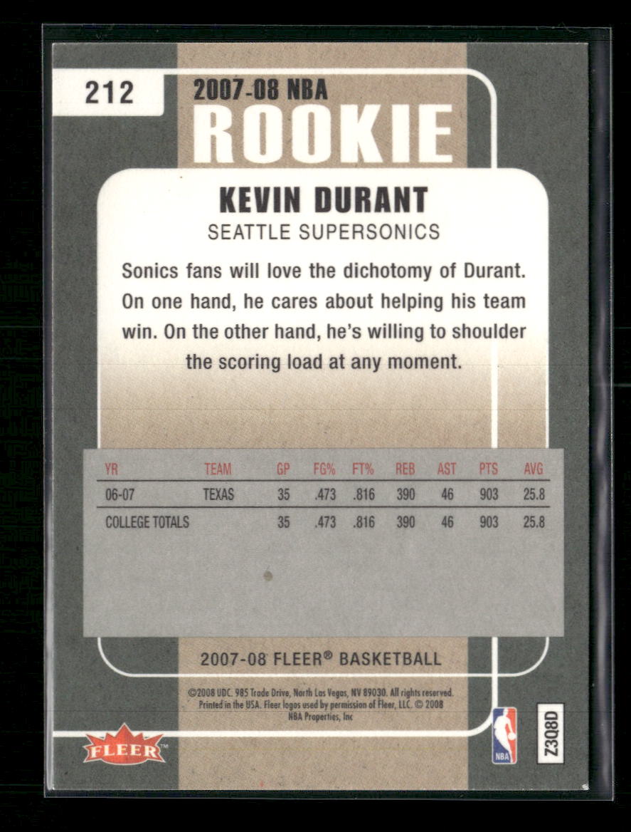 2007-08 Fleer Kevin Durant Rookie #212