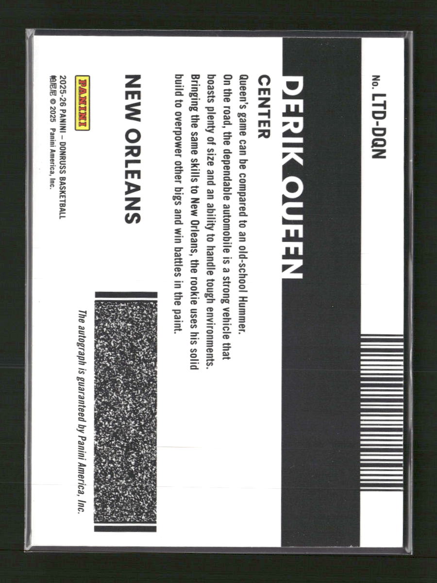2025-26 Panini Donruss License to Drive Scope #/25 Auto Derik Queen #LTD-DQN
