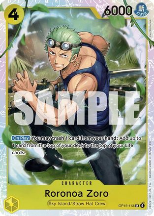Roronoa Zoro (OP15-113) (OP15-113) - Adventure on Kami's Island Foil - Golden Apple Comics