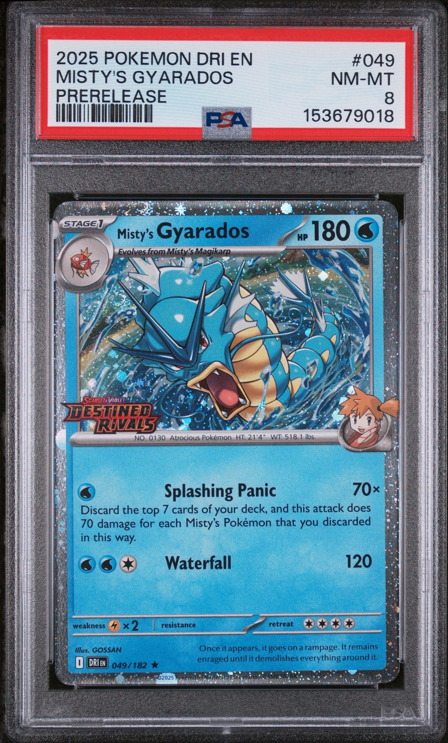 2025 Pokemon Dri En-Destined Rivals Prerelease Misty'S Gyarados 8 PSA #049