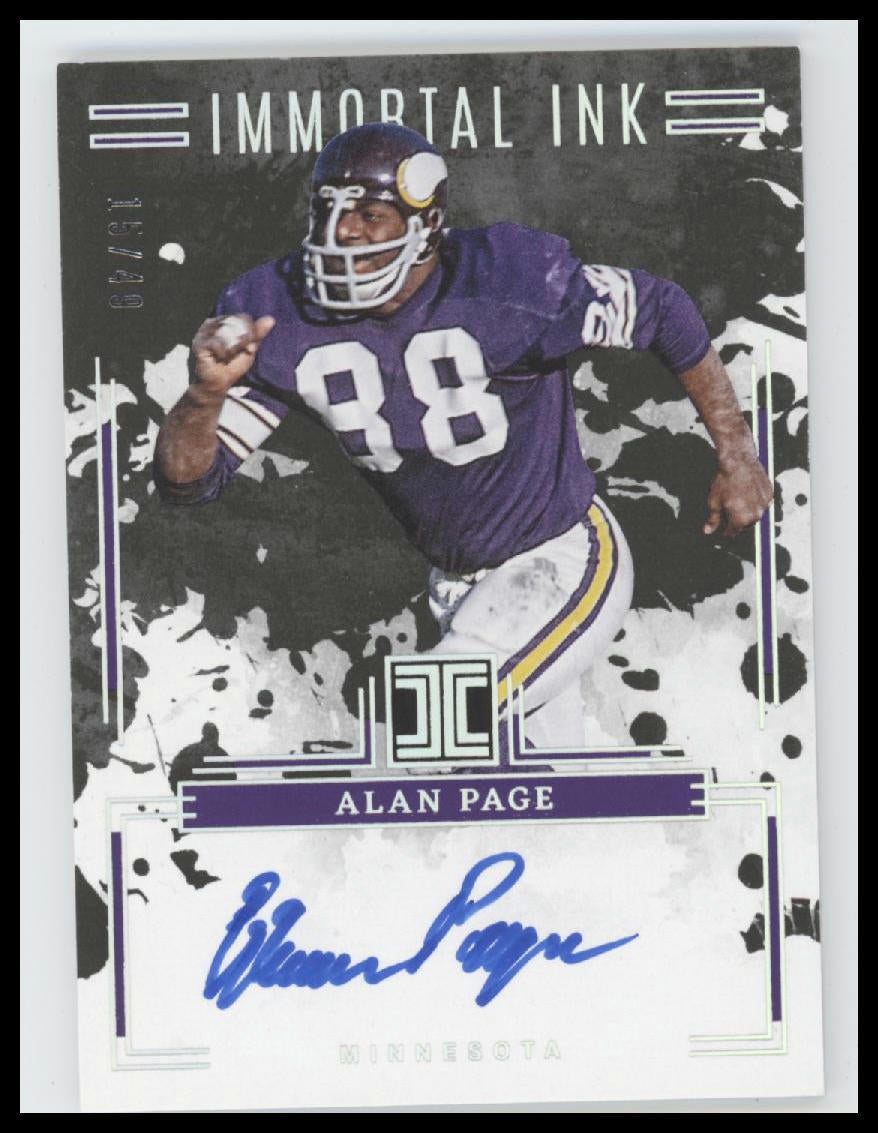 2025 Panini Impeccable Immortal Ink Silver Alan Page #/49 AU #II-APE