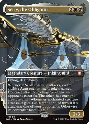 Scriv, the Obligator (Borderless) (SOC-009) - Commander: Secrets of Strixhaven Foil - Golden Apple Comics