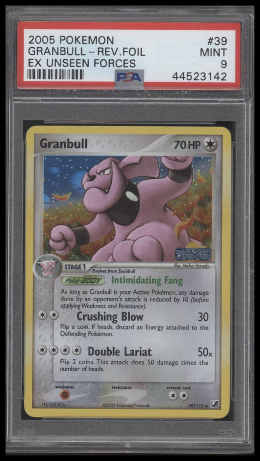 2005 Pokemon Ex Unseen Forces Granbull-Rev.Foil 9 PSA #39
