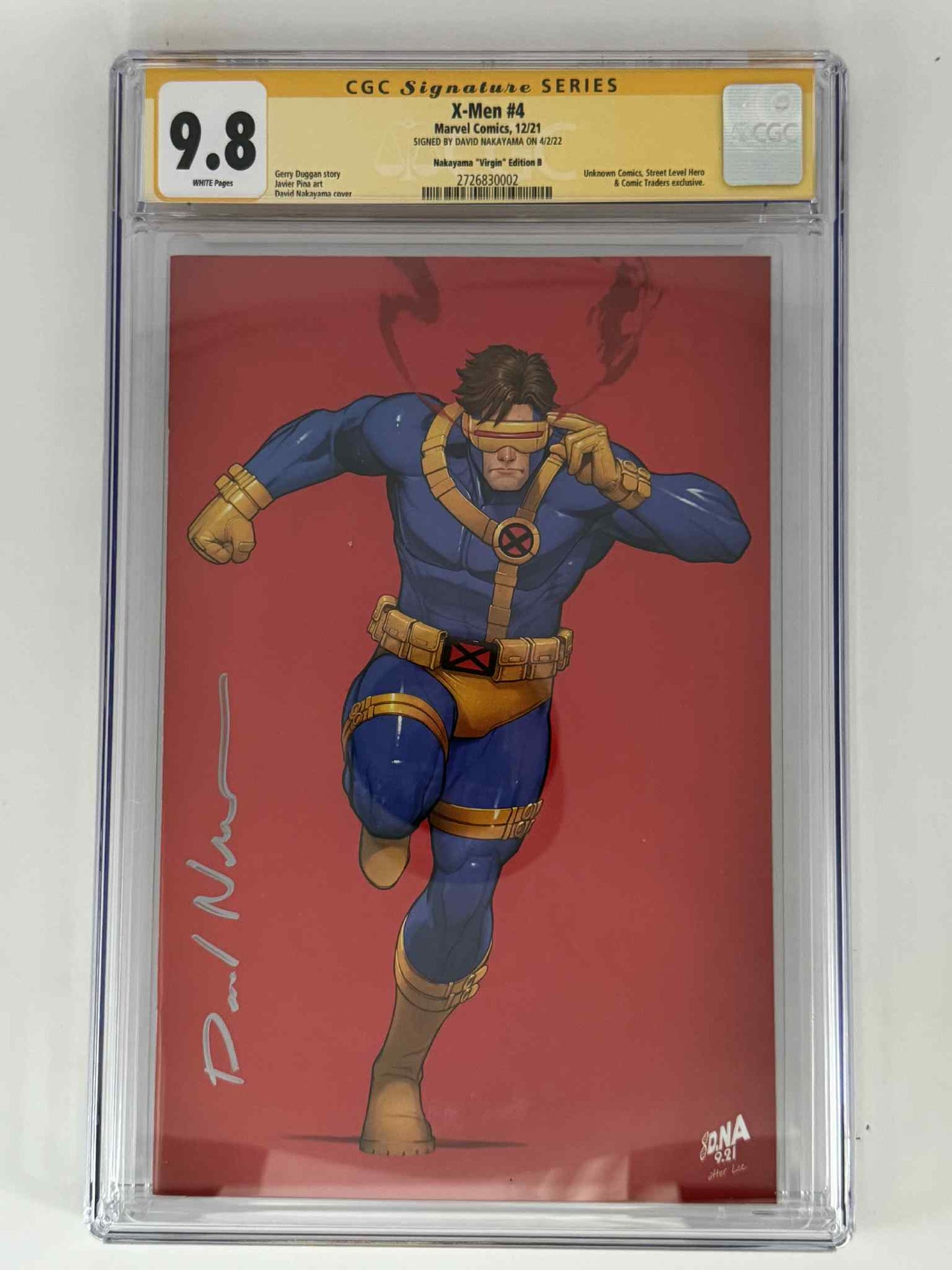 [Signed by David Nakayama] X-Men #4 CGC 9.8 Yellow Label Exclusive Virgin 5 Year Anniversary Color Bleed Var