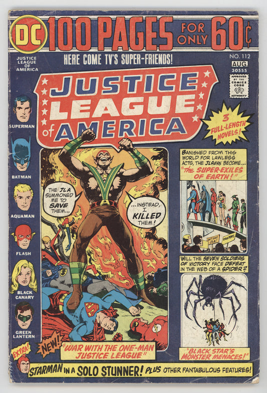 Justice League Of America 112 DC 1974 VG FN Superman Batman Flash Green Lantern