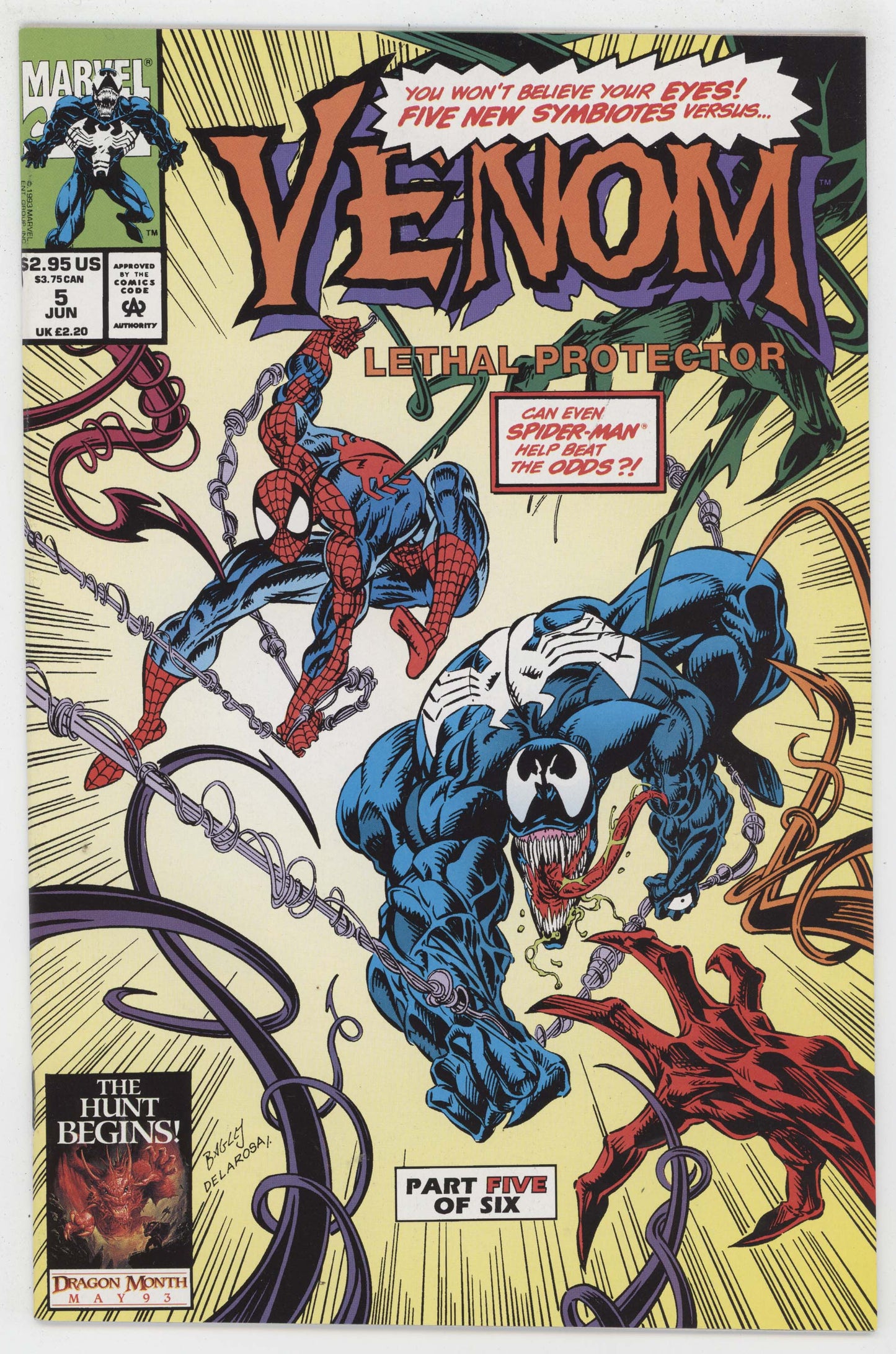 Venom Lethal Protector 5 Marvel 1993 NM Mark Bagley Scream Riot Lasher