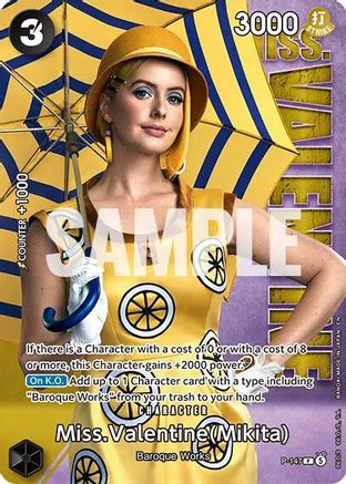Miss.Valentine (Mikita) - P-147 (Premium Card Collection -Live Action Edition Vol.2 Baroque Works-) (P-147) - One Piece Promotion Cards Foil - Golden Apple Comics