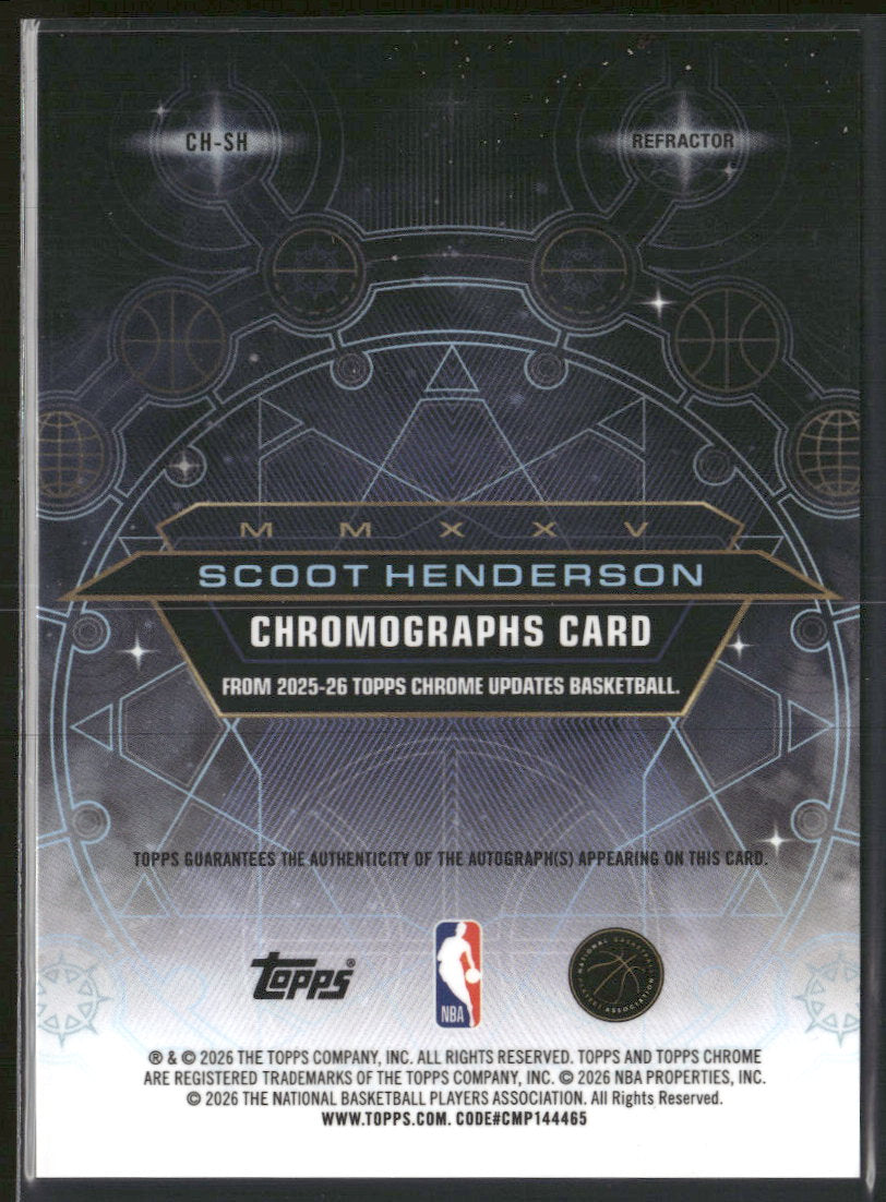2025-26 Topps Chrome Update Chromographs Refractor Scoot Henderson AU #CH-SH