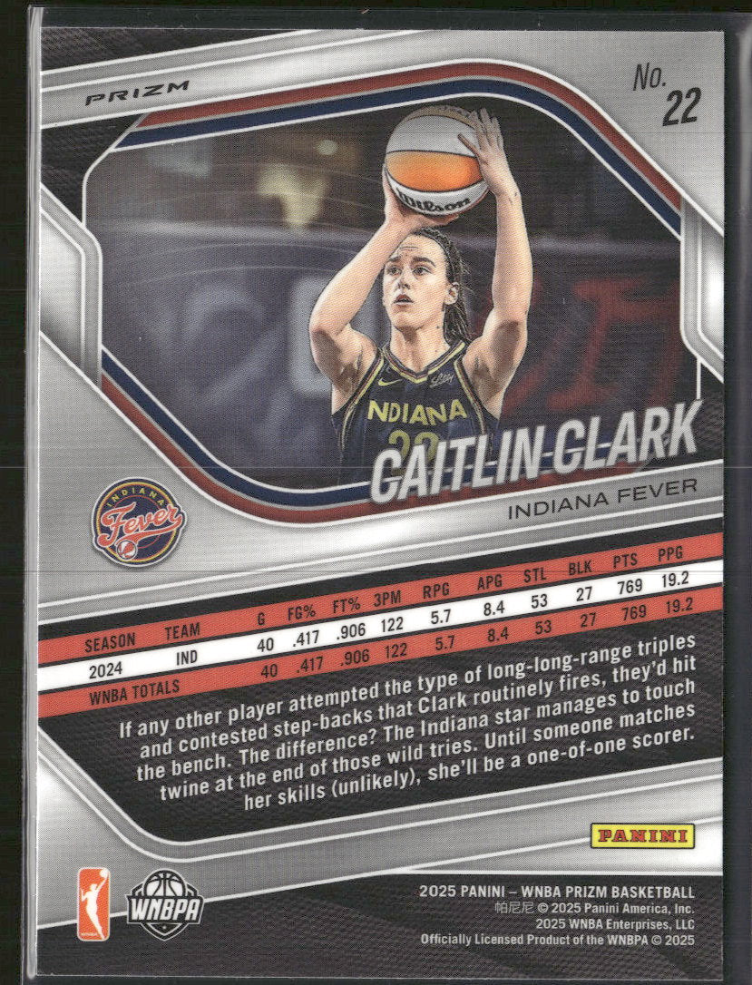 2025 Panini Prizm WNBA White Seismic Prizms Caitlin Clark #22