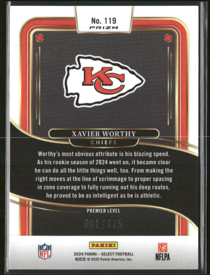 2024 Panini Select Blue Prizm Xavier Worthy RC #/175 #119