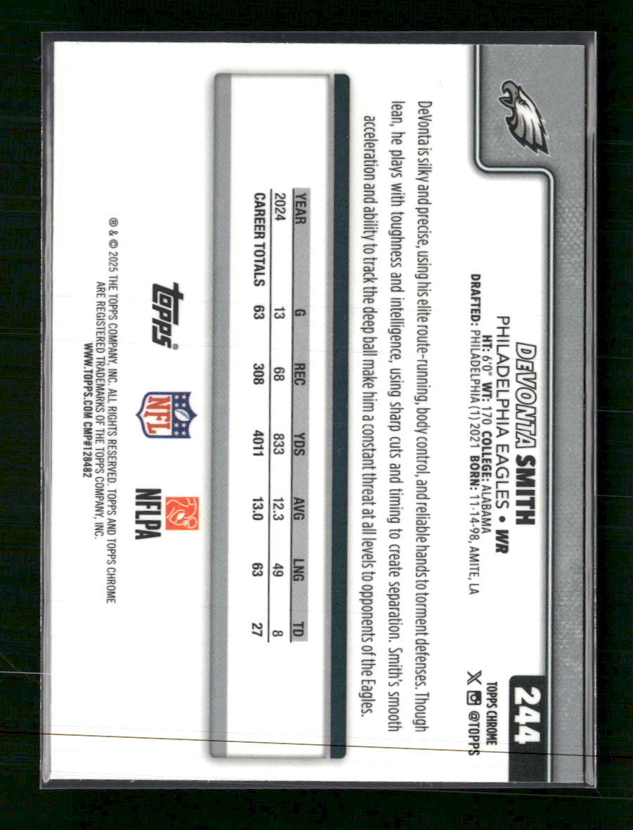 2025 Topps Chrome Lightboard Logo DeVonta Smith #244