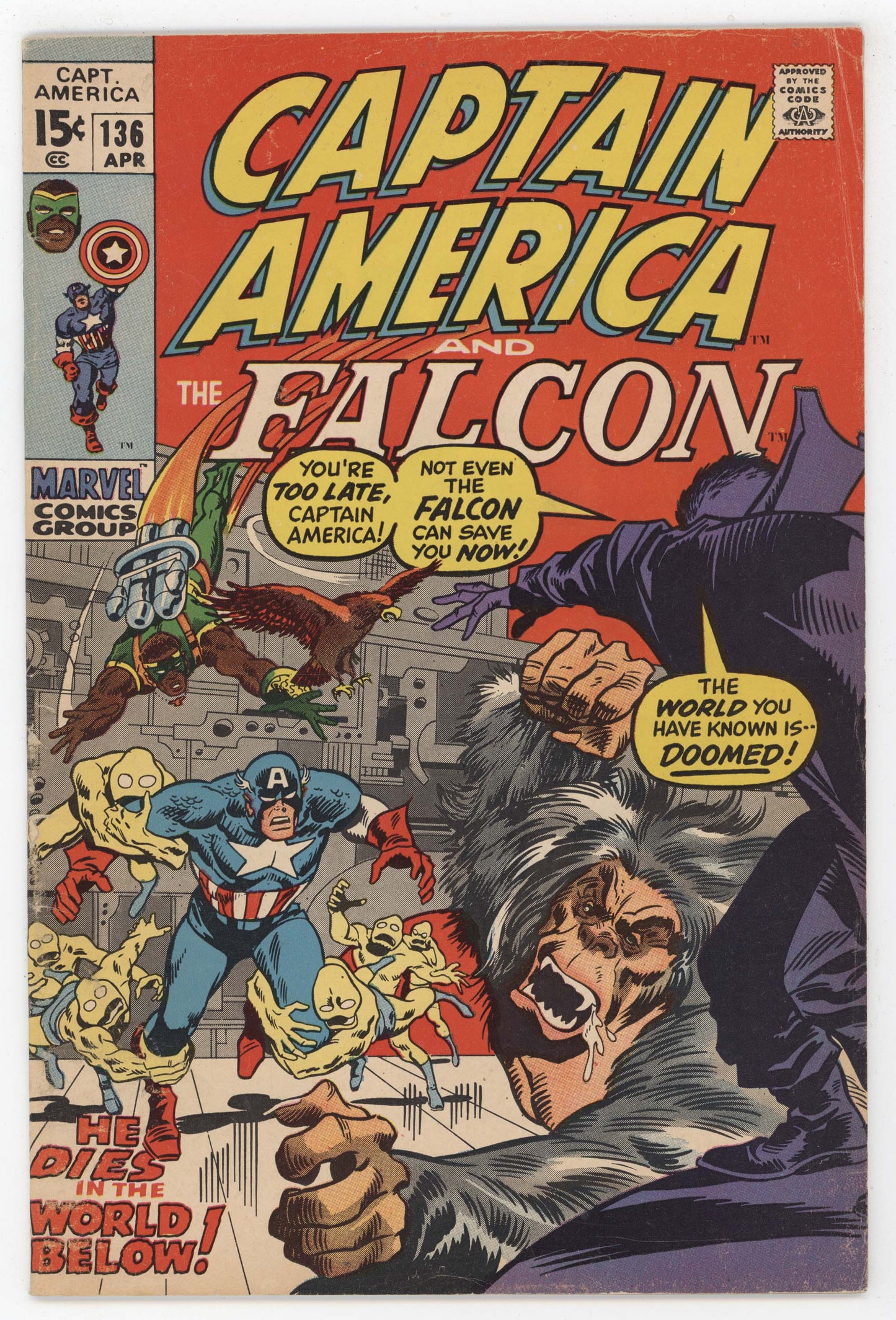 Captain America 136 Marvel 1971 FN Stan Lee Falcon Nick Fury Iron Man