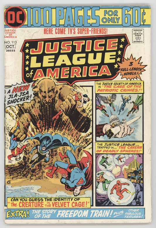 Justice League Of America 113 DC 1974 VG Superman Batman Flash Green Lantern