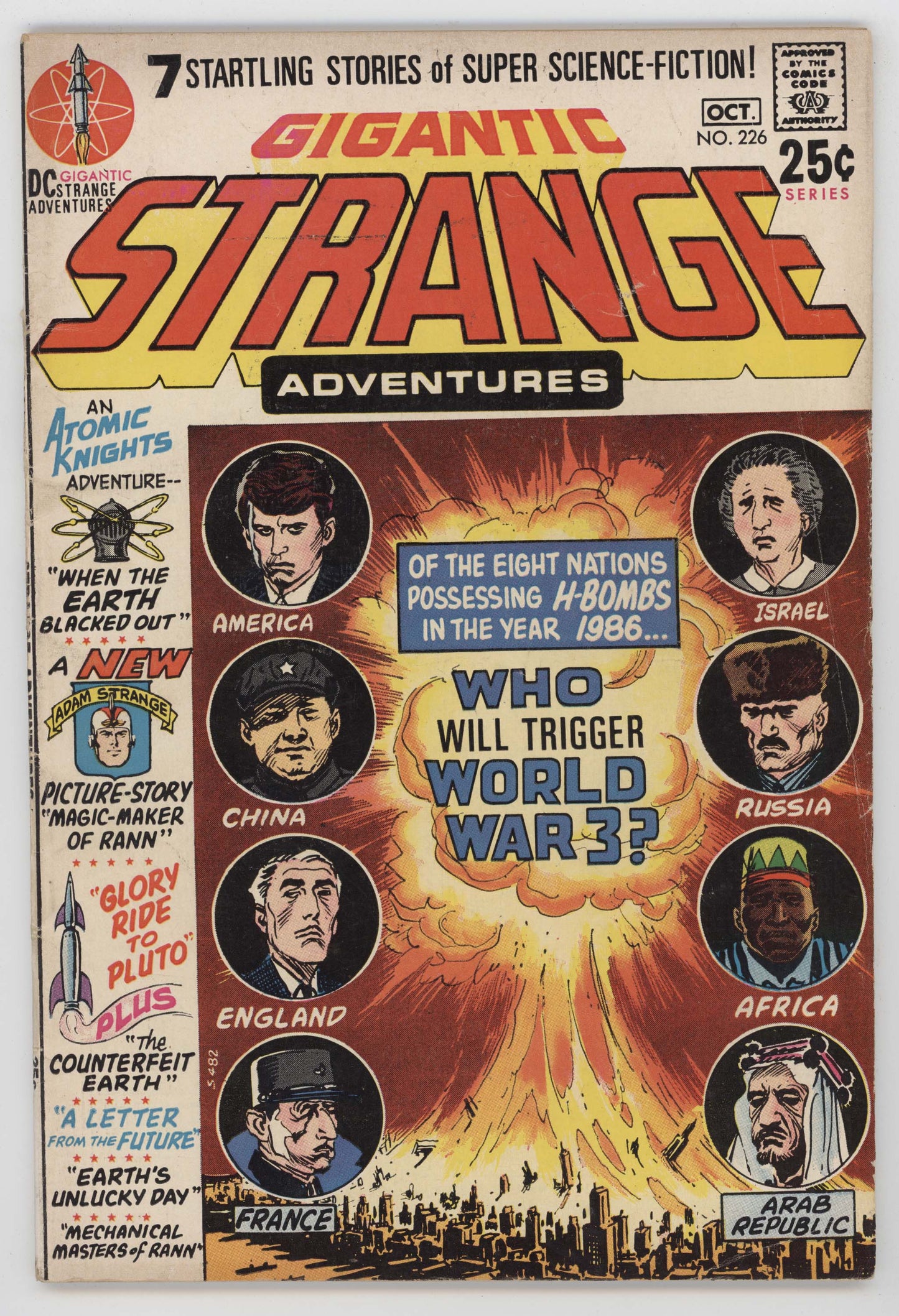 Strange Adventures 226 DC 1970 FN Joe Kubert Adam Strange WWIII Nuclear War