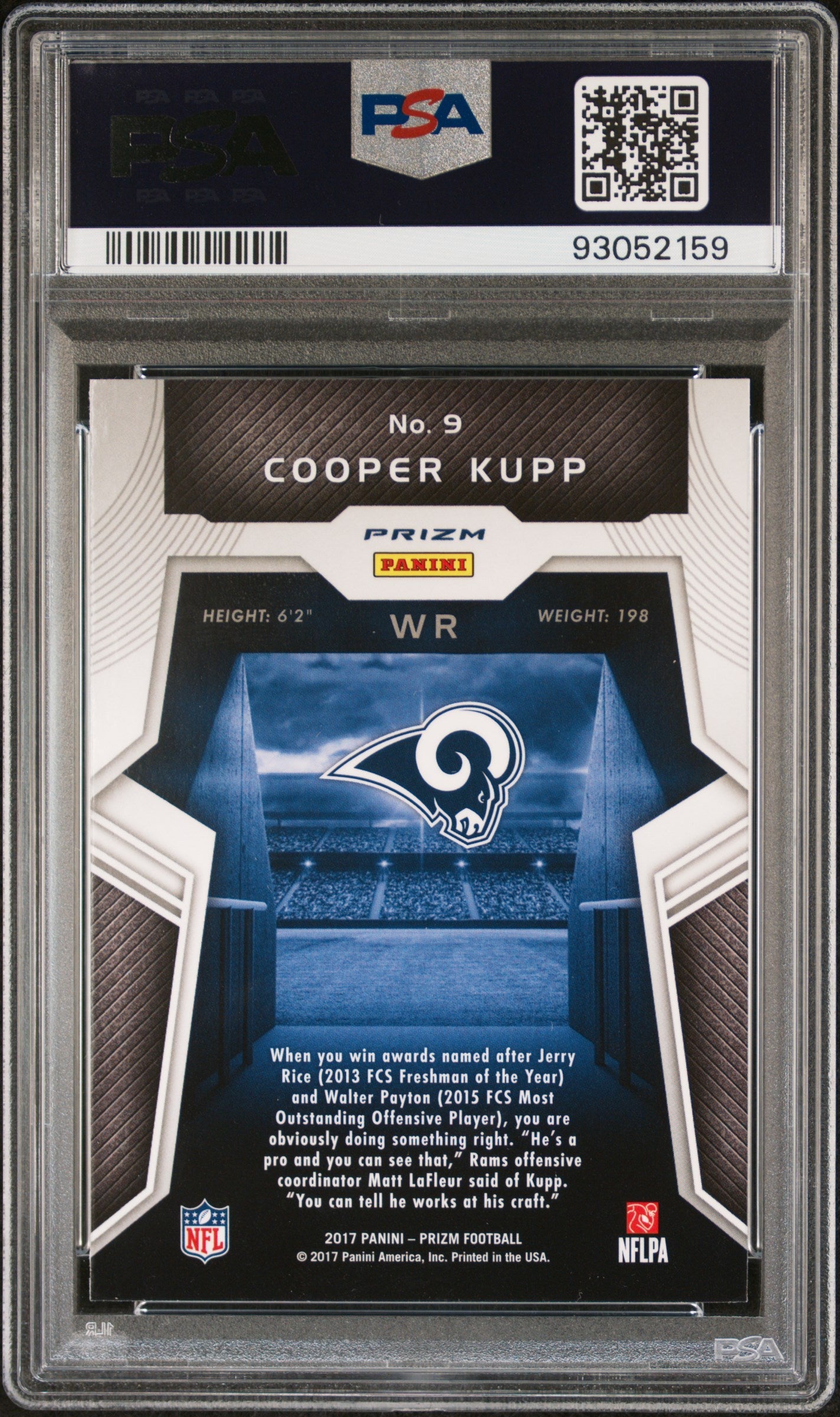 Graded 2017 Panini Prizm Cooper Kupp #9 Rookie Introductions Rookie RC Football Card PSA 10 Gem Mint