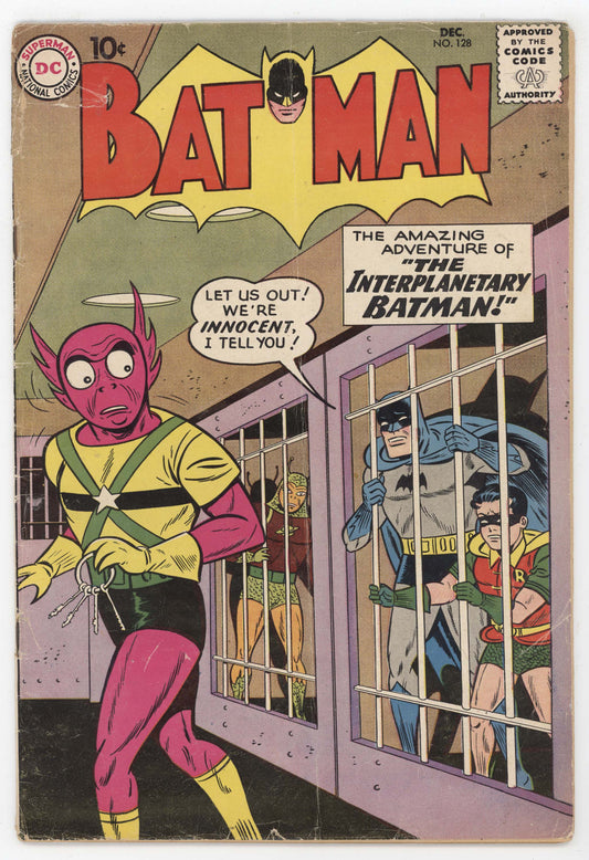 Batman 128 DC 1959 GD VG Curt Swan Bill Finger Robin Batwoman Alien Prison