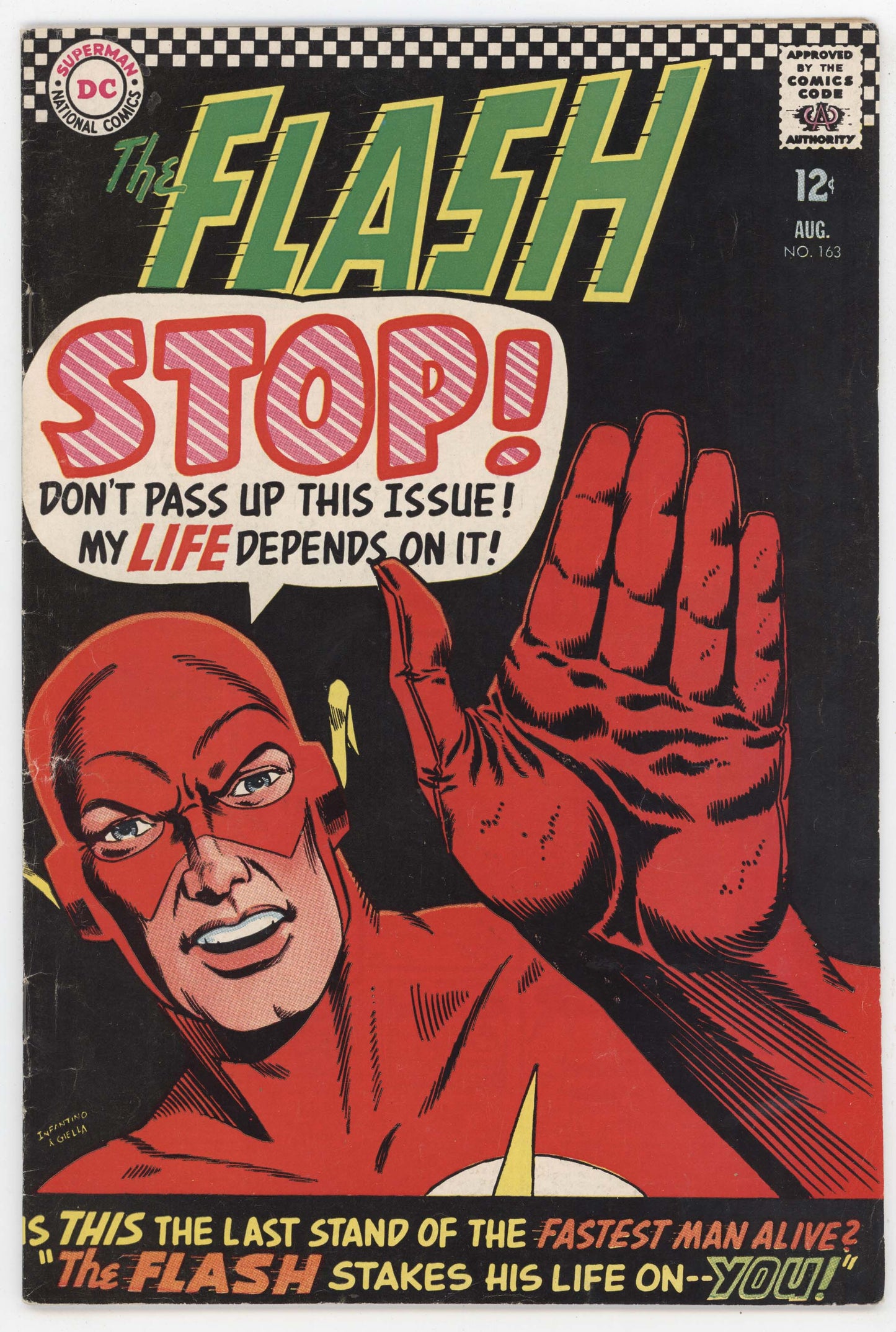 Flash 163 DC 1966 VG FN Mirror Master Carmine Infantino STOP Checkerboard