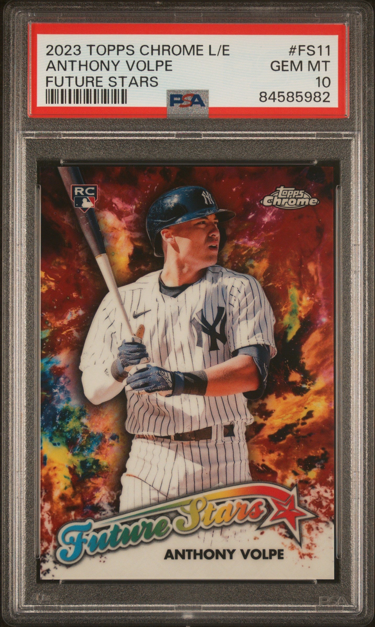 Graded 2023 Topps Chrome Logofractor Edition Anthony Volpe #FS11 Future Stars Rookie RC Baseball Card PSA 10 Gem Mint - Golden Apple Comics