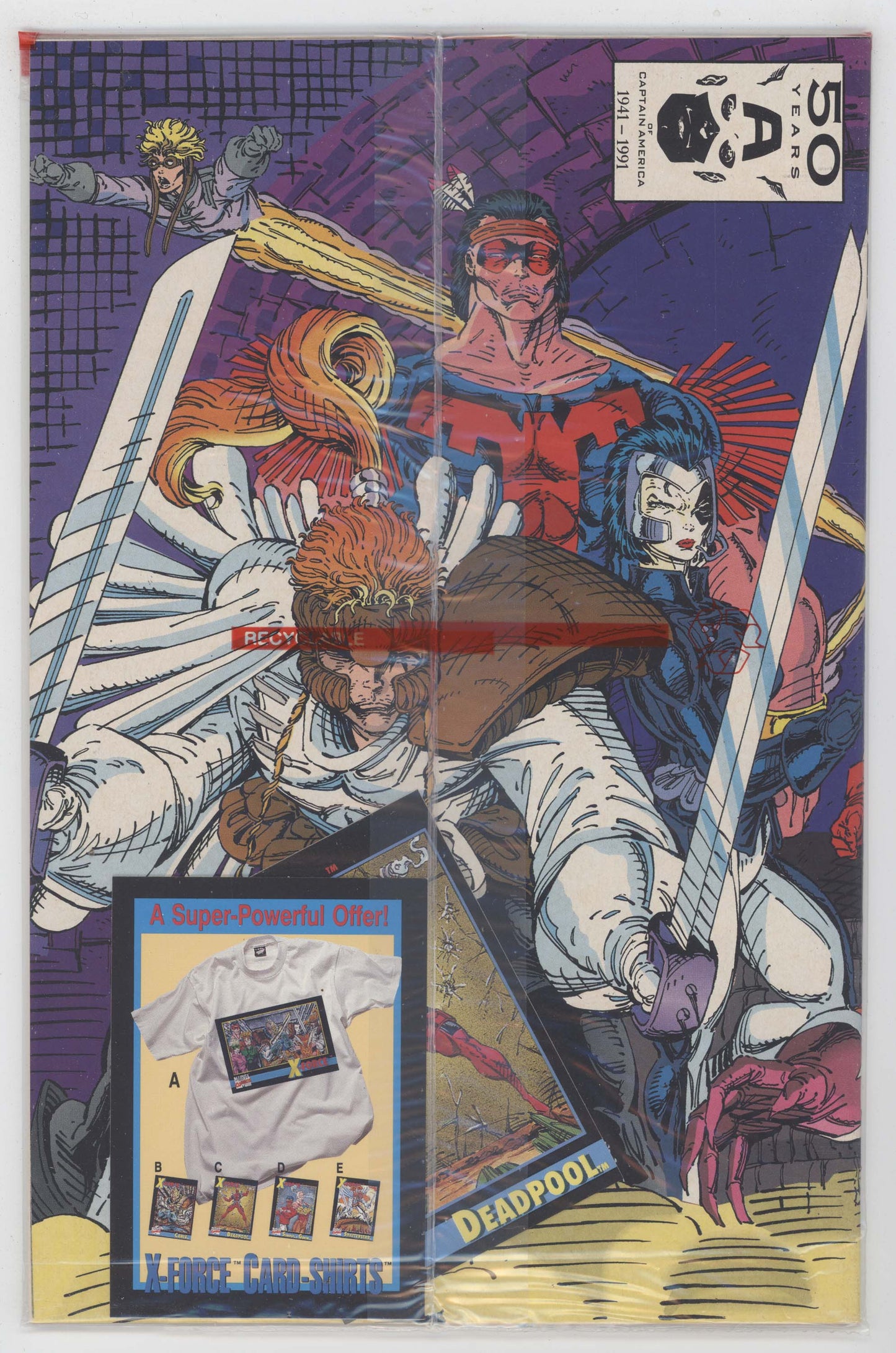 X-Force 1 Marvel 1991 NM Polybag Shatterstar Card Rob Liefeld