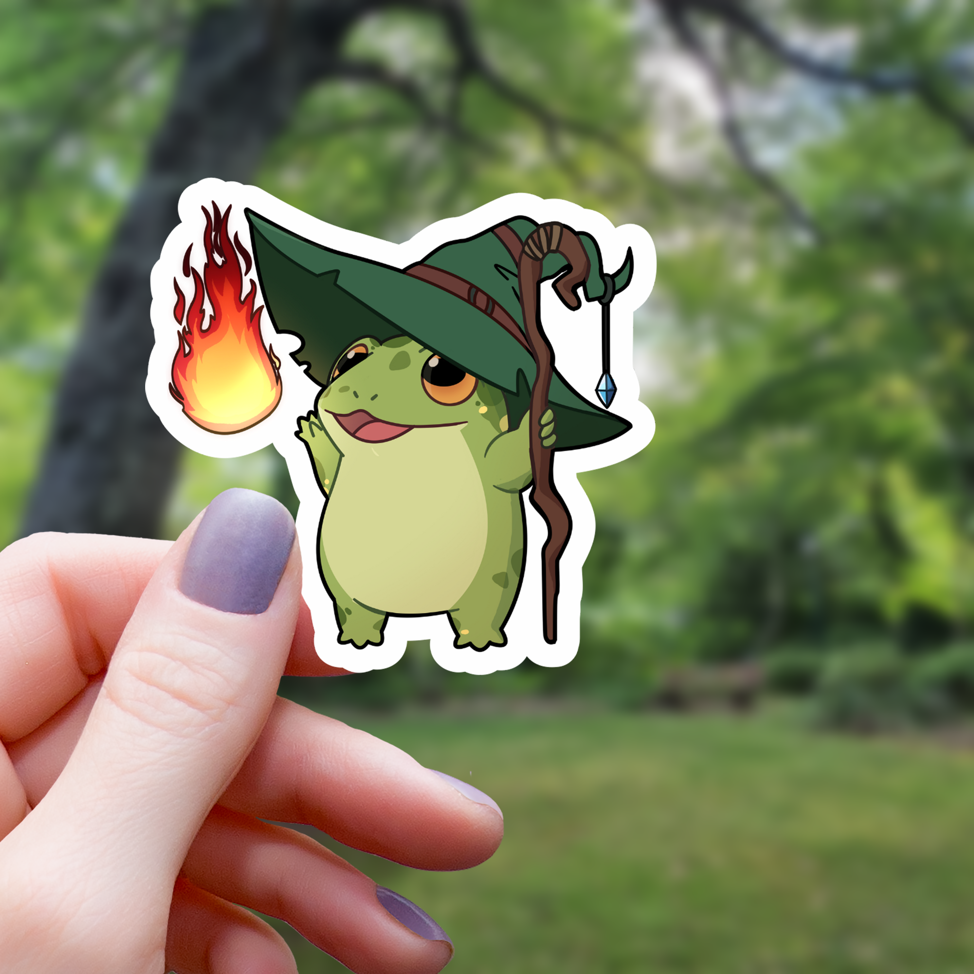 Fireball Frog Wizard RPG Sticker - 3" - Golden Apple Comics