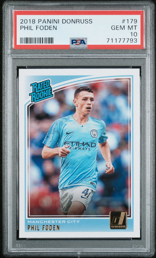 Graded 2018 Panini Donruss Phil Foden #179 Rookie RC Soccer Card PSA 10 Gem Mint
