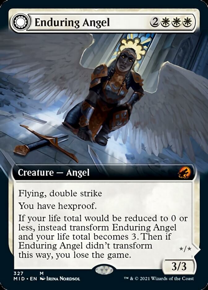 Enduring Angel // Angelic Enforcer (MID-327) - Innistrad: Midnight Hunt: (Extended Art, Double Faced Transform)