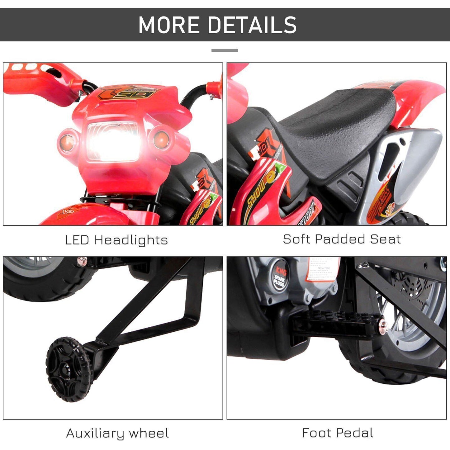 6V Electric Dirt Bike Battery Motorcycle Toy for Kids with Training Wheels