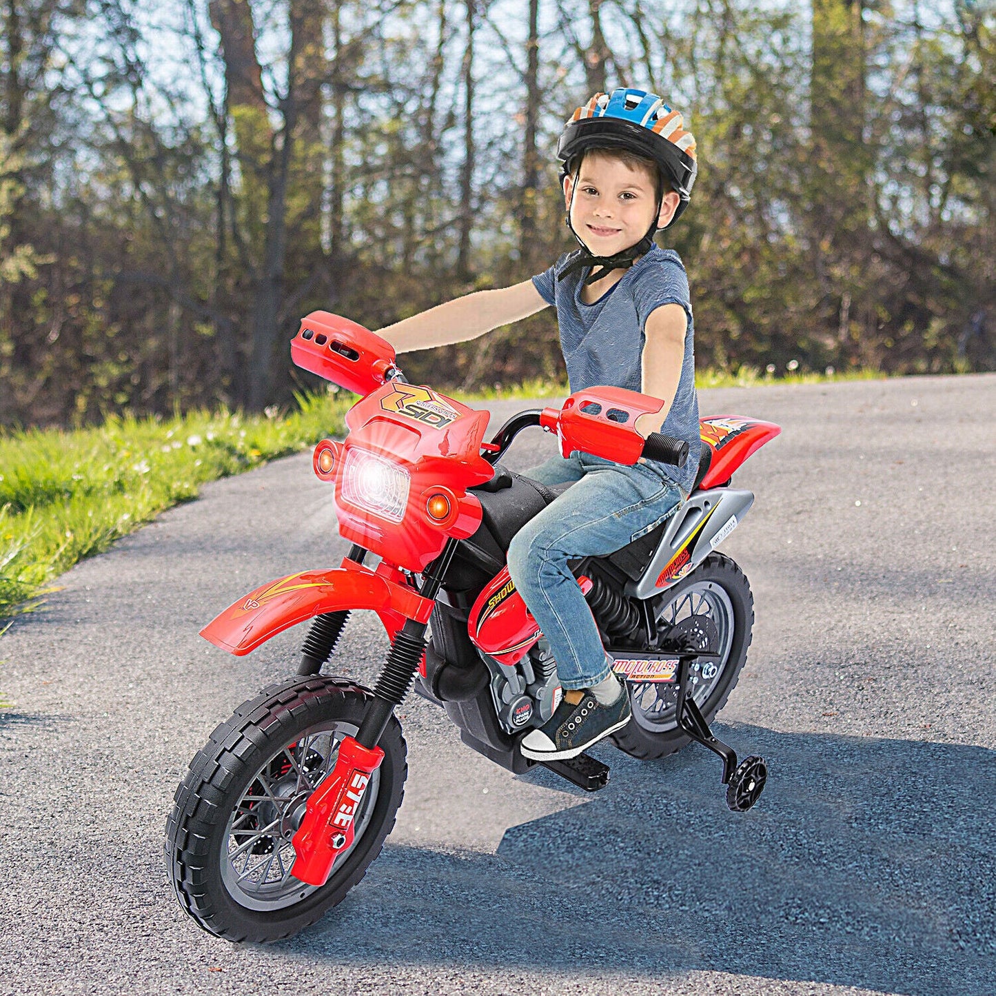 6V Electric Dirt Bike Battery Motorcycle Toy for Kids with Training Wheels