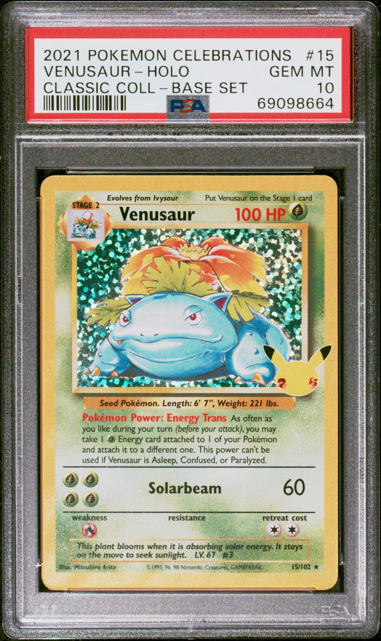 2021 Pokemon Classic Collection Venusaur-Holo 10 PSA #15