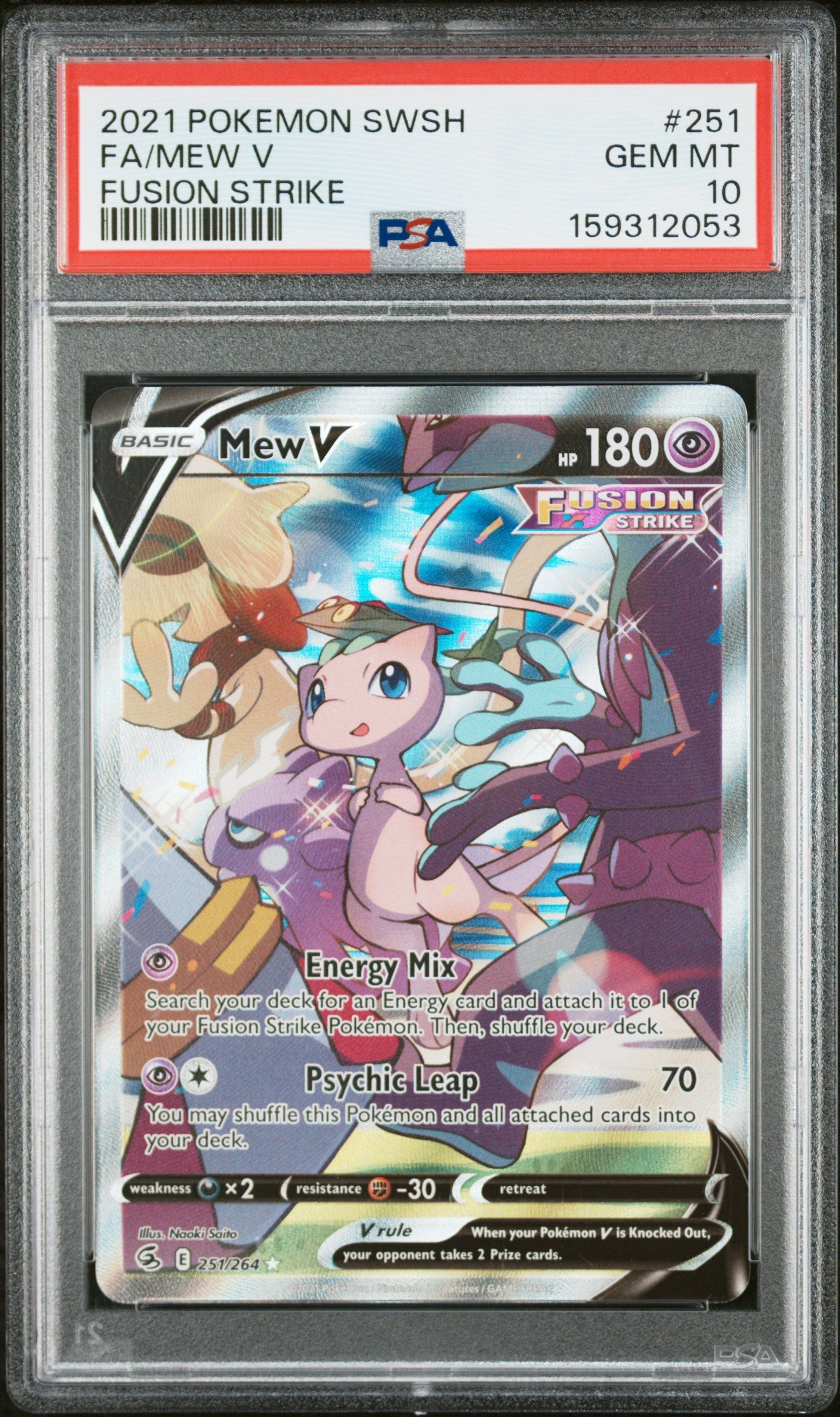 2021 Pokemon Sword & Shield Fusion Strike Fa/Mew V 10 PSA #251