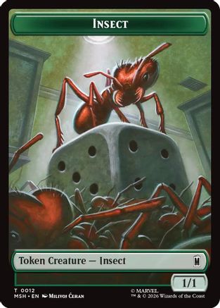Insect // Clue Double-Sided Token (MSH-012/017) - Marvel Super Heroes Foil