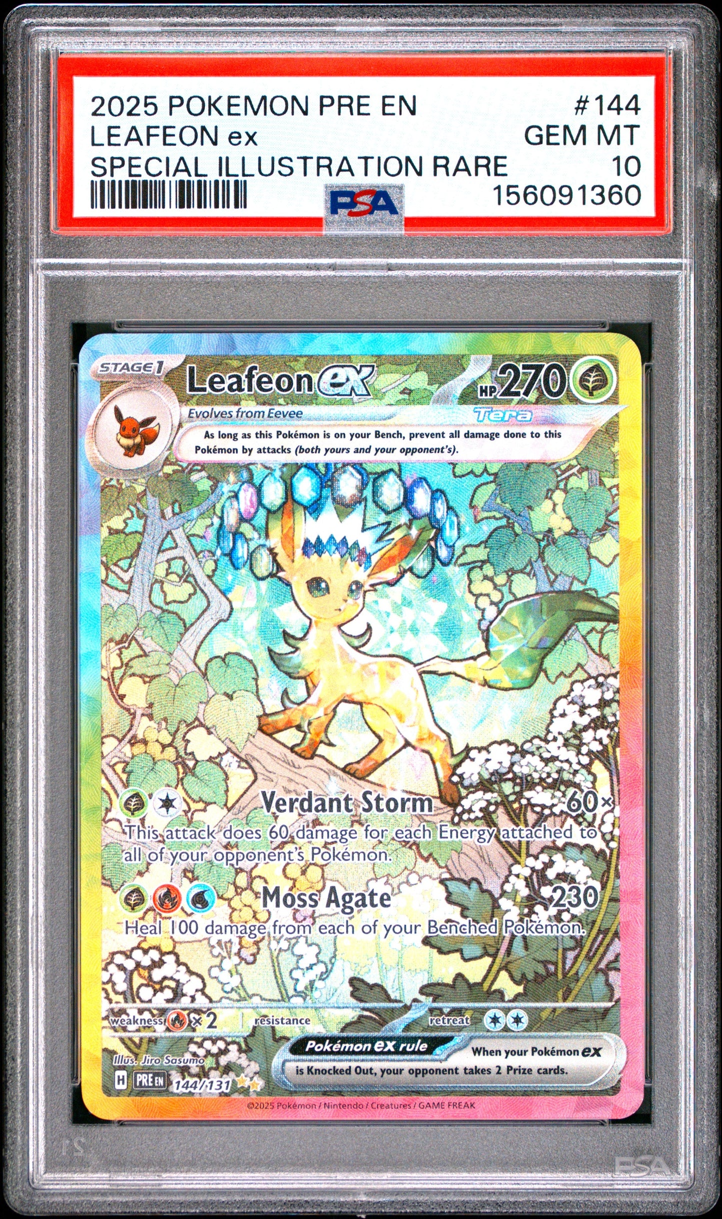 2025 Pokemon Prismatic Evolutions Leafeon Ex 10 PSA #144