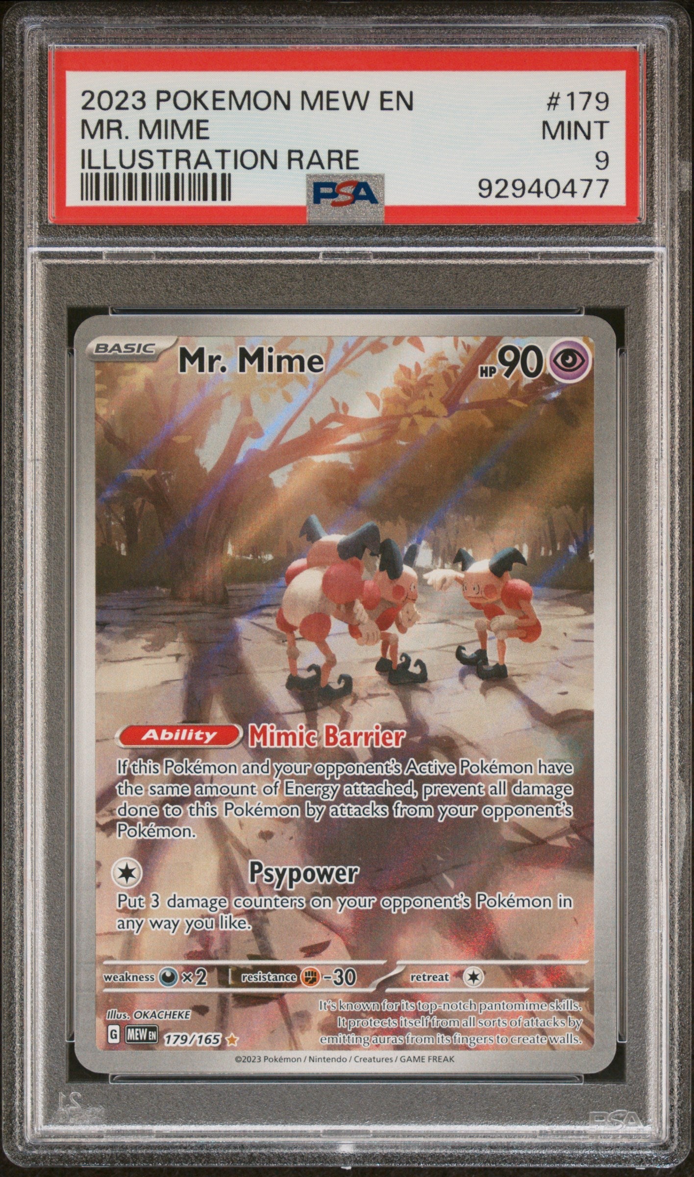 2023 Pokemon Mew En-151 Illustration Rare Mr. Mime 9 PSA #179