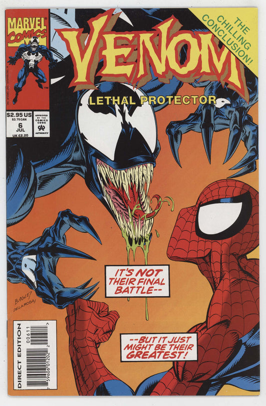 Venom Lethal Protector 6 Marvel 1993 NM- 9.2 Mark Bagley Spider-Man