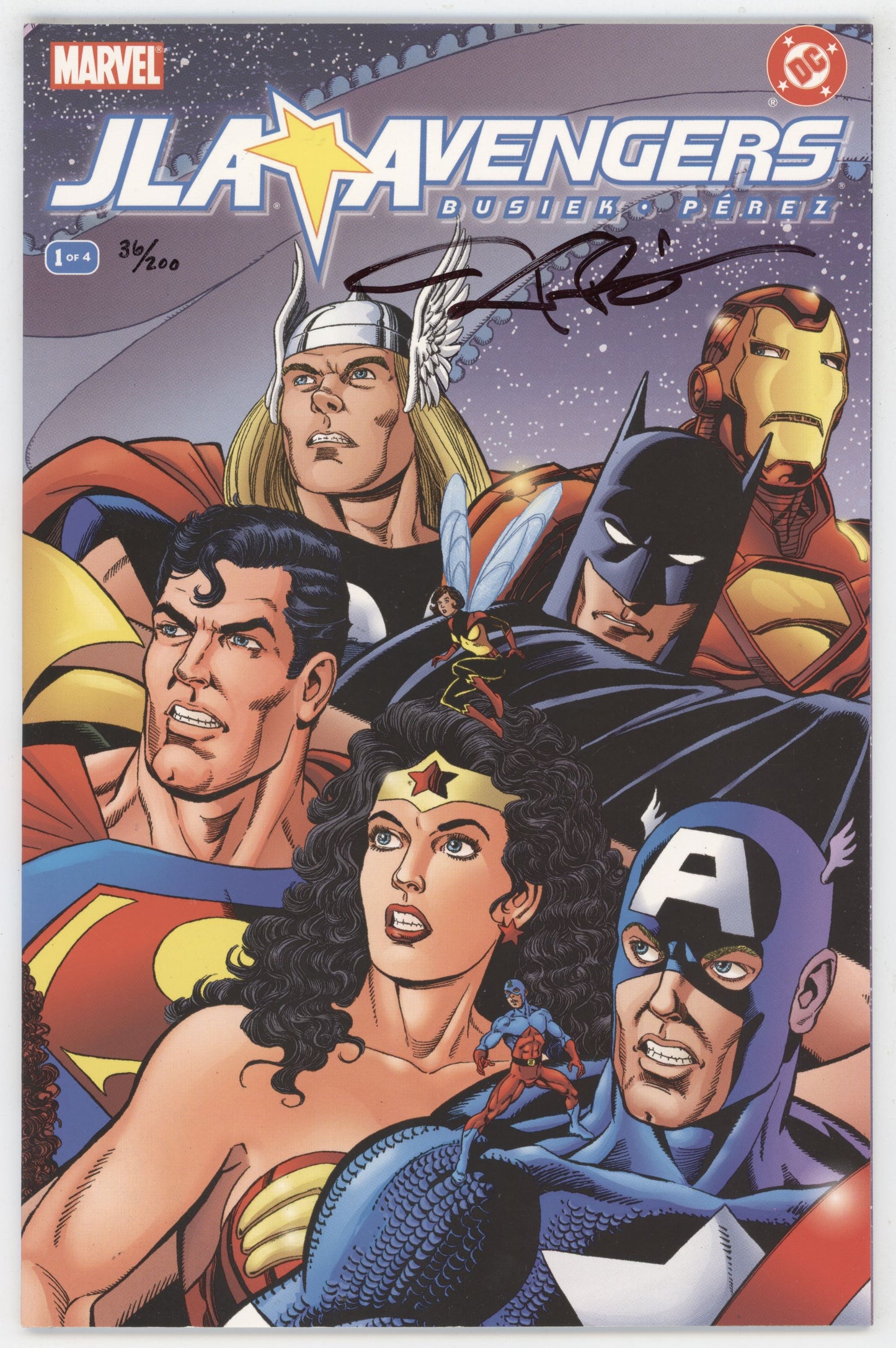 JLA Avengers 1 Marvel DC 2003 NM+ 9.6 Signed Kurt Busiek