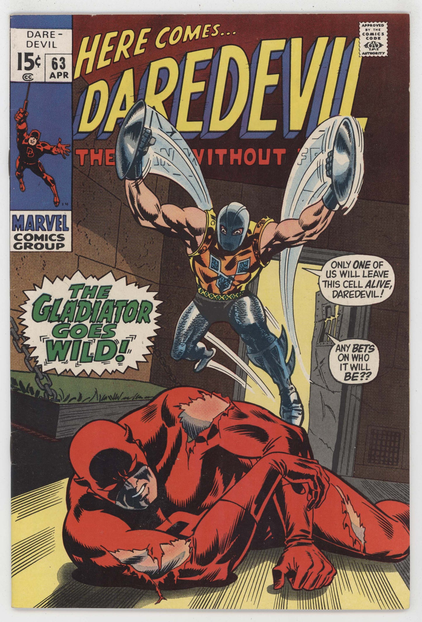 Daredevil 63 Marvel 1970 VF Marie Severin Roy Thomas Gladiator