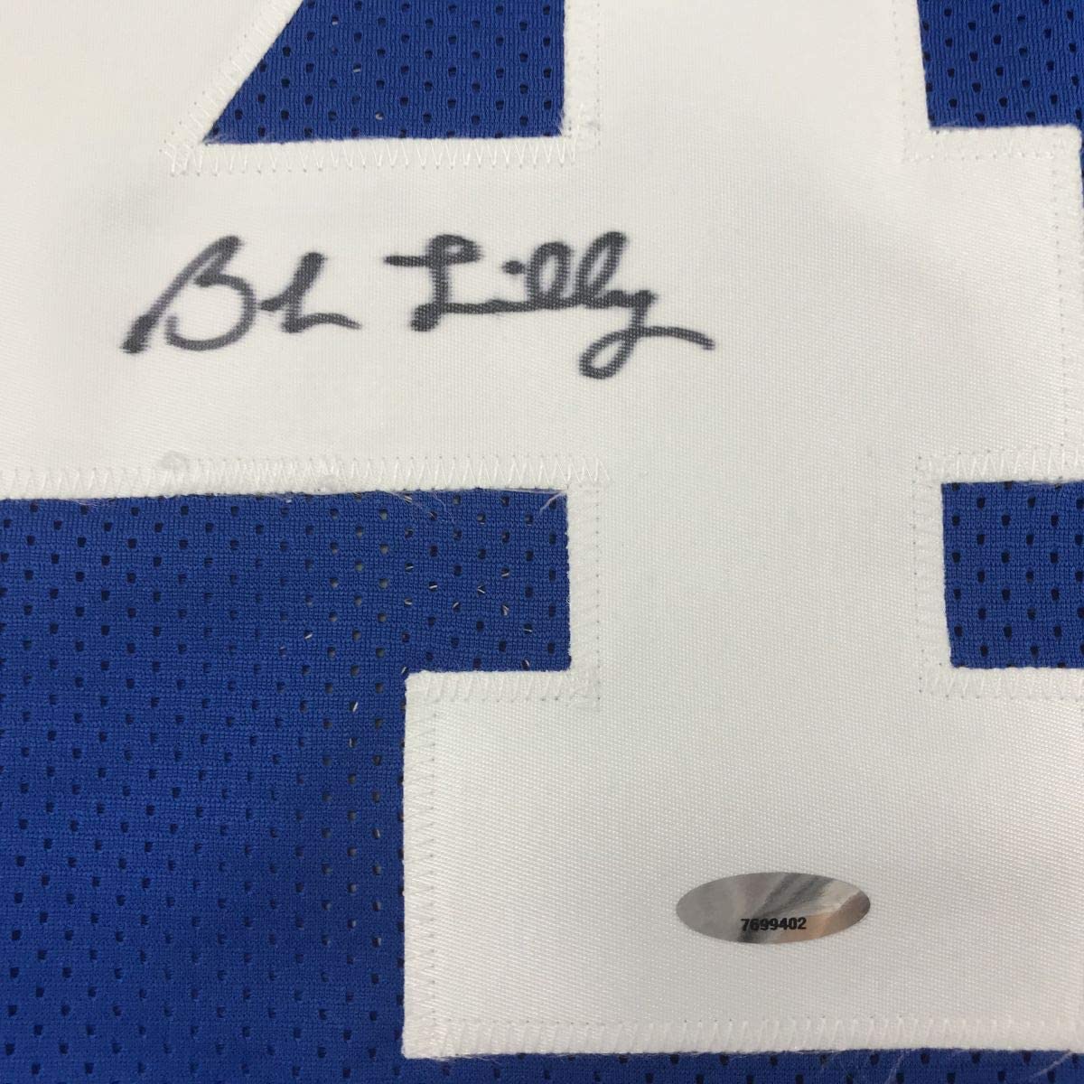 Autographed/Signed Bob Lilly Dallas Retro Blue Football Jersey Tristar COA Holo Only
