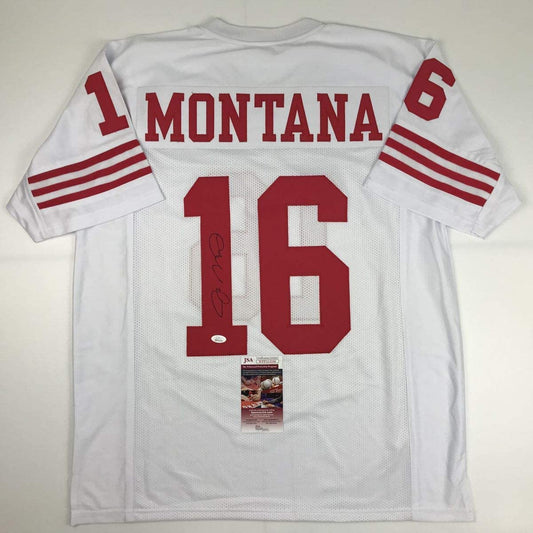Autographed/Signed Joe Montana San Francisco White Football Jersey JSA COA