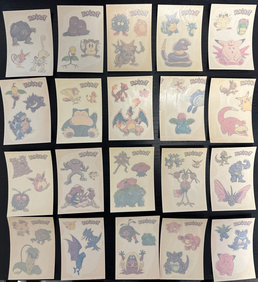 Merlin Pokemon Temporary Tattoos Complete Set of 20