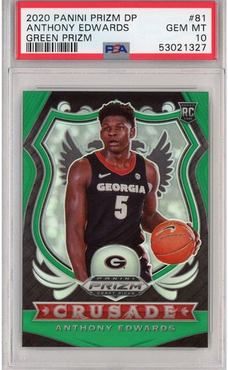 Graded 2020-21 Panini Prizm DP Draft Picks Anthony Edwards #81 Green Rookie RC Basketball Card PSA 10 Gem Mint