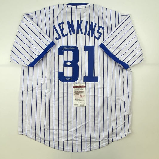 Autographed/Signed Ferguson Fergie Jenkins HOF 91 Chicago Pinstripe Baseball Jersey JSA COA