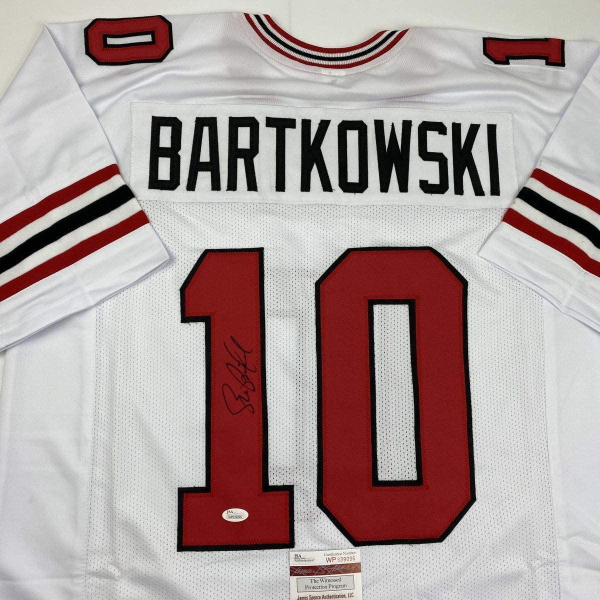 Autographed/Signed Steve Bartkowski Atlanta White Football Jersey JSA COA